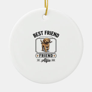 Best Friend Alfie Vintage Dog Lover Design_1 Ceramic Tree Decoration