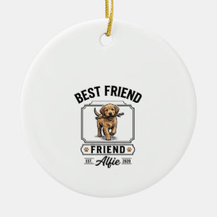 Best Friend Alfie Vintage Dog Lover Design_1 Ceramic Tree Decoration