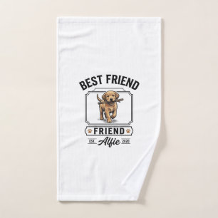 Best Friend Alfie Vintage Dog Lover Design_1 Hand Towel
