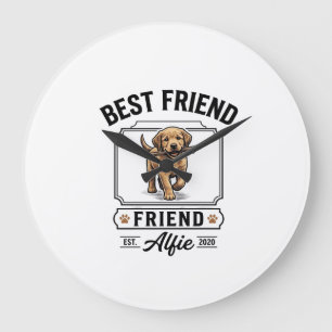 Best Friend Alfie Vintage Dog Lover Design_1 Large Clock