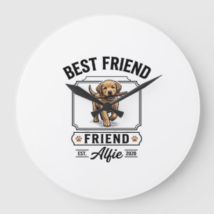 Best Friend Alfie Vintage Dog Lover Design_1 Large Clock