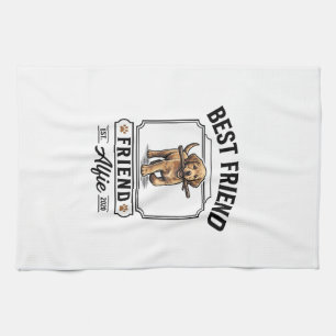 Best Friend Alfie Vintage Dog Lover Design_1 Tea Towel