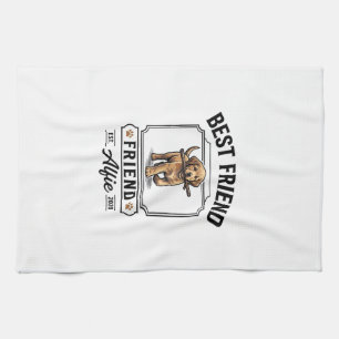 Best Friend Alfie Vintage Dog Lover Design_1 Tea Towel
