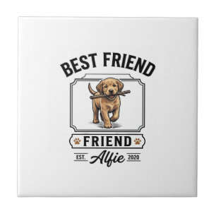 Best Friend Alfie Vintage Dog Lover Design_1 Tile