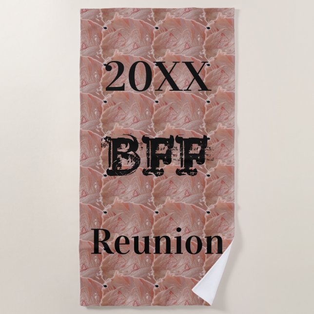 Best Friend Beach Trip Pool Party Pastel Pink Beach Towel (Front)