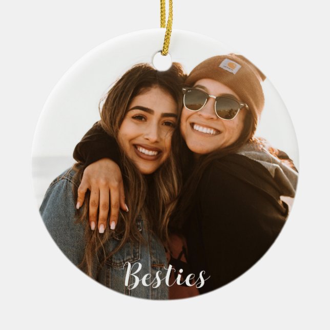 Best Friend Besties Custom Photo Ceramic Tree Decoration (Front)