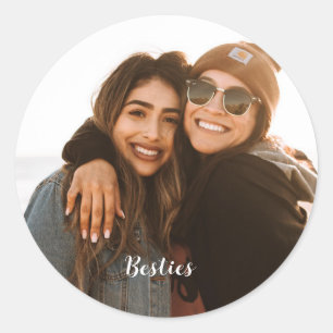 Best Friend Besties Custom Photo Classic Round Sticker
