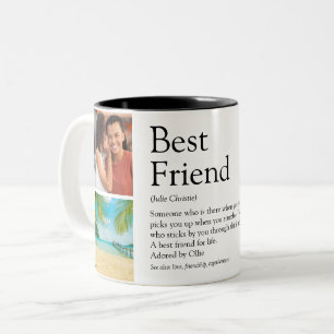 Best Friend Besties Definition 4 Photo Two-Tone Coffee Mug