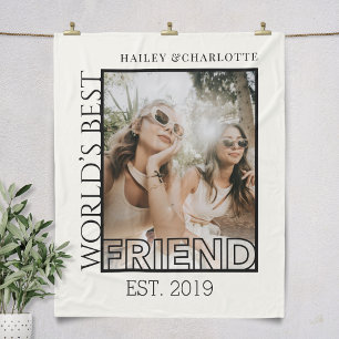 Best Friend BFF Modern Photo Besties Holiday Gift Fleece Blanket