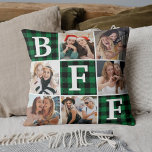 Best Friend BFF Photo Collage Friendship Gift  Cushion<br><div class="desc">For your BFF. Celebrate your closest bond with this vibrant buffalo plaid friendship pillow, designed to showcase six of your favorite photos and the iconic “BFF” message in white across a bold green and black plaid checkered pattern. With space for personal snapshots and a layout that radiates warmth and joy,...</div>