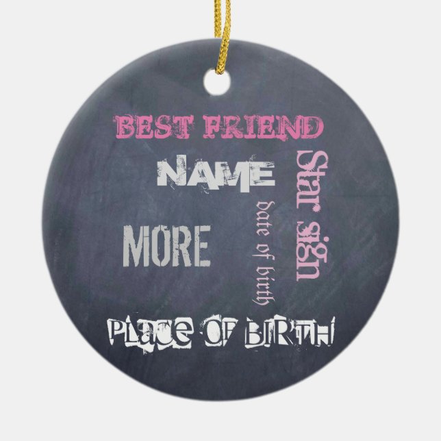 BEST FRIEND BFFs personalised chalkboard Ceramic Tree Decoration (Front)
