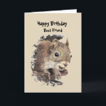 Best Friend Birthday Fun with Squirrel Card<br><div class="desc">Fun Birthday card about aging for your Best Friend  with a watercolor grey squirrel and humour inside quote
they say that
successful aging is not about
how many nuts you have
but if you can remember
where you put them.</div>
