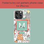 Best Friend Birthday Gift Cat Kitties Monogram  iPhone 11 Case<br><div class="desc">Keep your phone stylish and protected with this adorable case featuring a playful watercolor cat pattern. Whether you're a proud pet lover or just adore feline friends, this case adds a touch of whimsy to your everyday life. It's not only a practical accessory but also a fun way to showcase...</div>