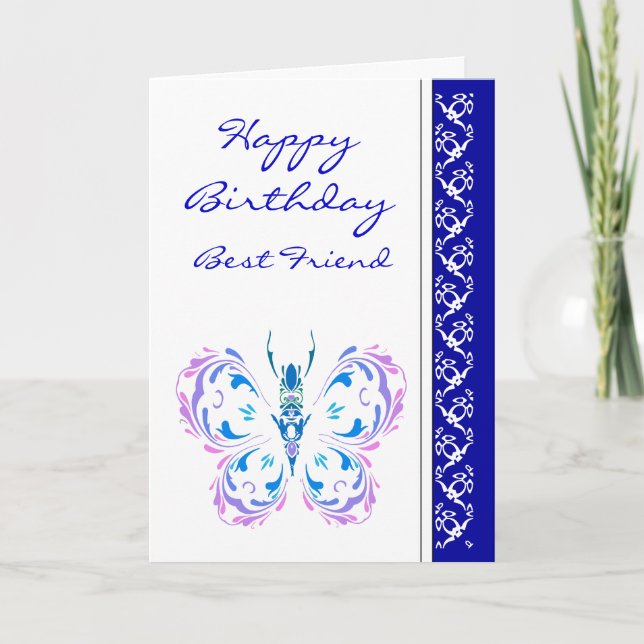 Best Friend Birthday Pretty Pastel Butterfly Card (Front)