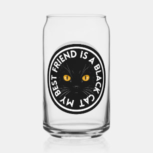 Best Friend Black Cat Can Glass