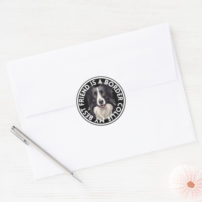 Best Friend Border Collie Classic Round Sticker (Envelope)