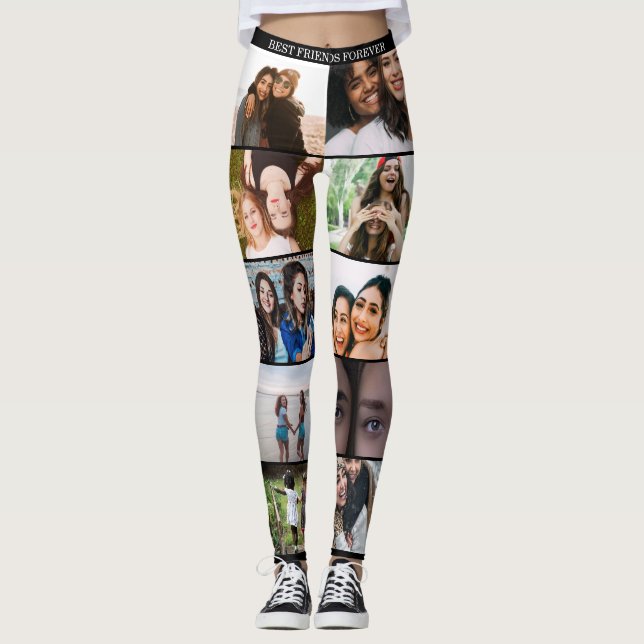 Best Friend Custom Photo Collage create your own L Leggings (Front)