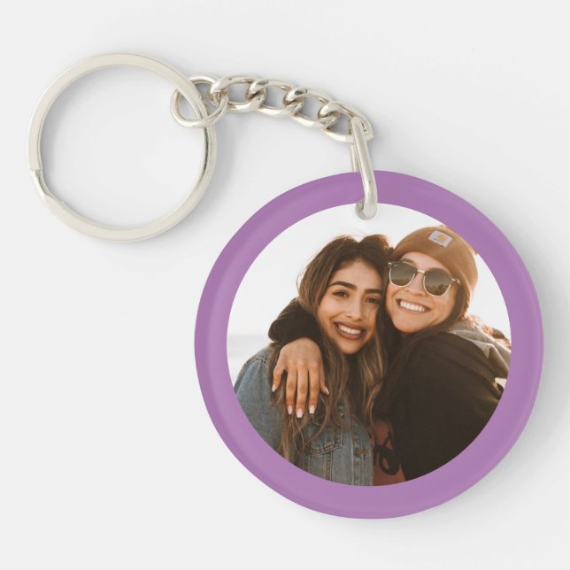 Best Friend Custom Photo Create your own purple Key Ring (Front)