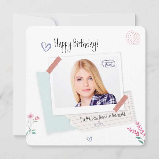Best friend custom photo happy birthday  holiday card (Front)