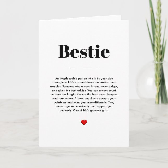 Best friend definition, bestie meaning card (Front)