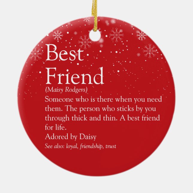 Best Friend Definition Christmas Photo Ceramic Tree Decoration (Back)