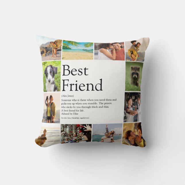 Best Friend Definition Photo Collage Cushion (Front)