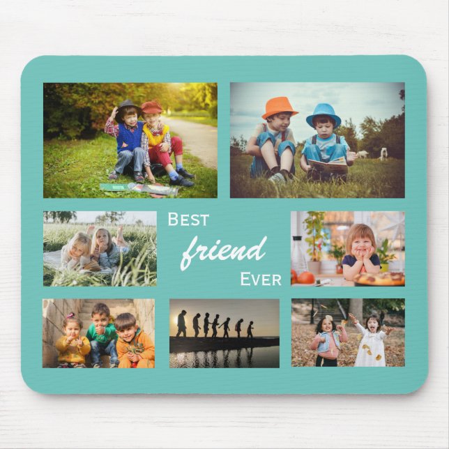 Best Friend Ever 7 Square Photo Collage Mouse Mat (Front)