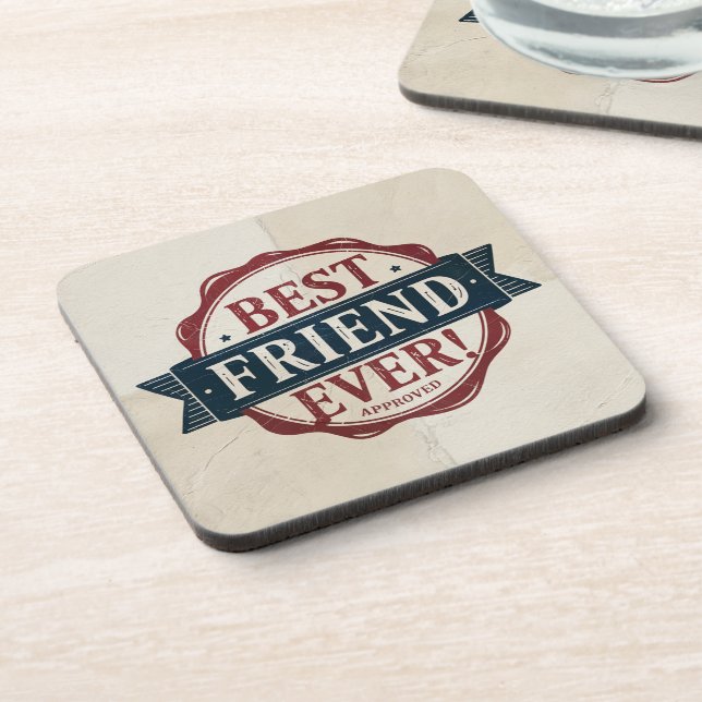 Best Friend Ever Approved text design Coaster (Left Side)