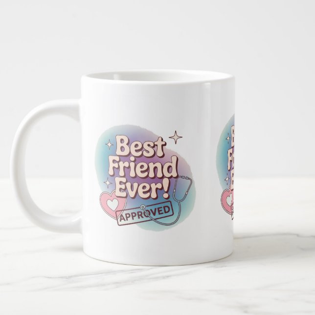 Best Friend Ever, Approved text design Large Coffee Mug (Left)
