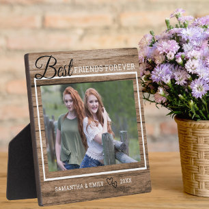 Best Friend Ever Custom Photo Rustic Wood Plaque