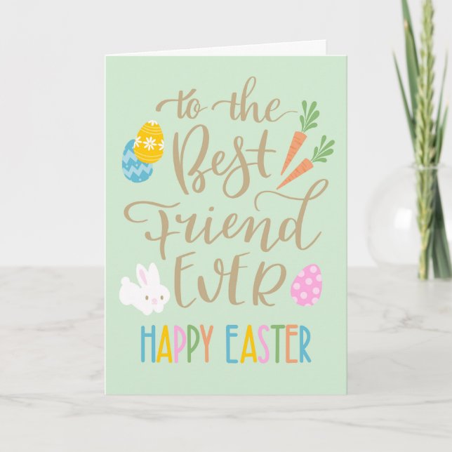 Best Friend Ever Happy Easter Typography Card (Front)