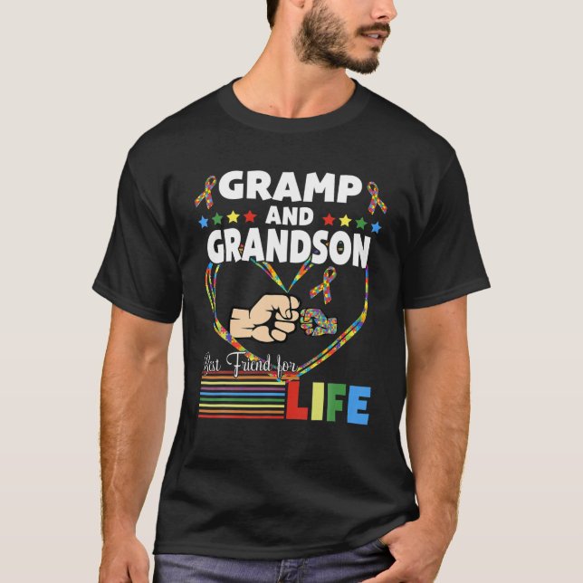 Best Friend For Life Autism Gramp And Grandson Aut T-Shirt (Front)