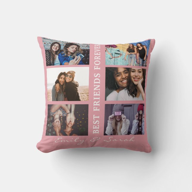 Best Friend Forever Custom 6 Photo collage & Name Cushion (Front)
