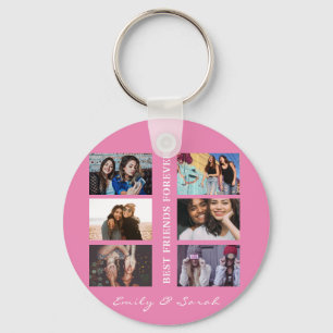 Best Friend Forever Custom 6 Photo collage & Name  Key Ring