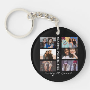 Best Friend Forever Custom 6 Photo collage & Name  Key Ring