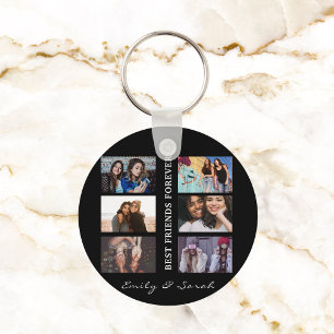 Best Friend Forever Custom 6 Photo collage & Name Key Ring
