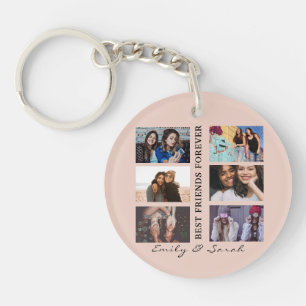 Best Friend Forever Custom 6 Photo collage & Name Key Ring