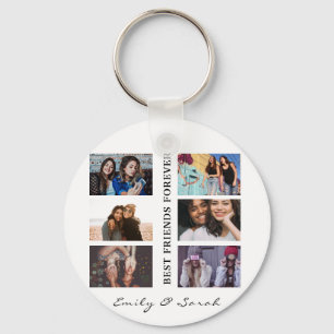 Best Friend Forever Custom 6 Photo collage & Name  Key Ring
