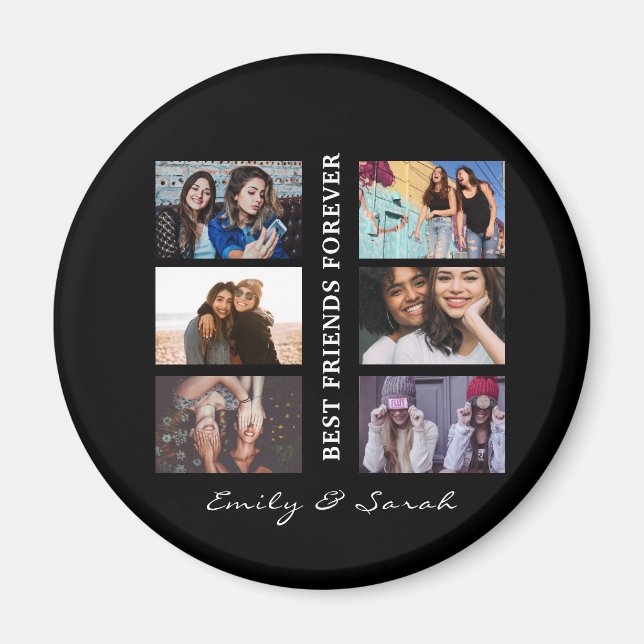 Best Friend Forever Custom 6 Photo collage & Name Magnet (Front)