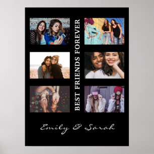 Best Friend Forever Custom 6 Photo collage & Name Poster