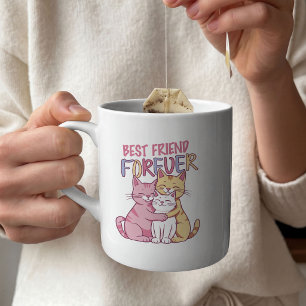 Best Friend Forever Cute Cats Typography Two-Tone Coffee Mug