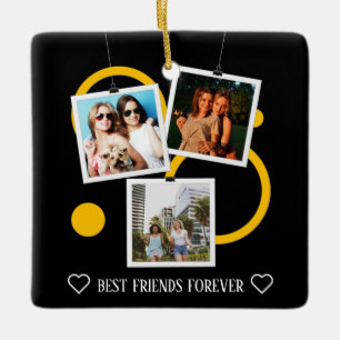 Best Friend Forever, personalised 3 Photo Collage Ceramic Ornament