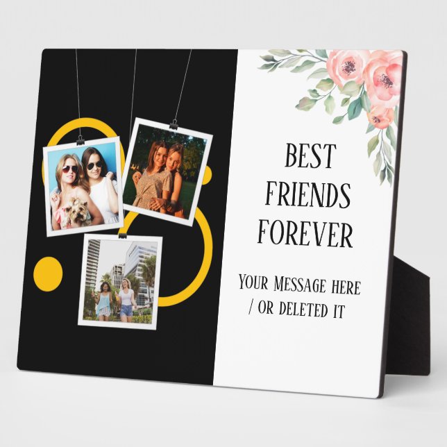 Best Friend Forever, personalised 3 Photo Collage Plaque (Side)