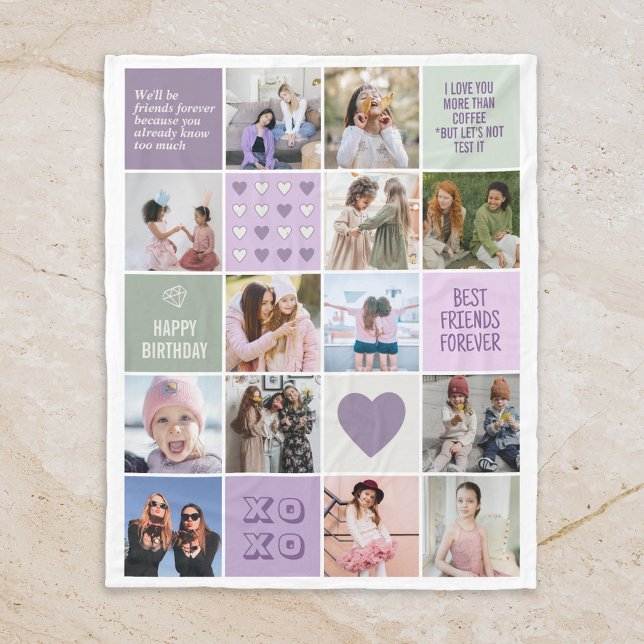 Best Friend Friendship Besties BFF Photo Collage Fleece Blanket (Photo Collage Blanket)