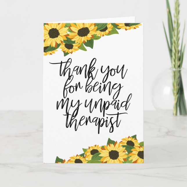 Best Friend Funny Sunflower Thank You Holiday Card (Front)