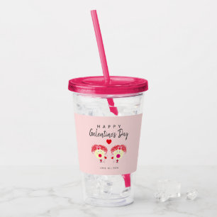 Best Friend Galentines Day Blush Pink Hearts Name Acrylic Tumbler