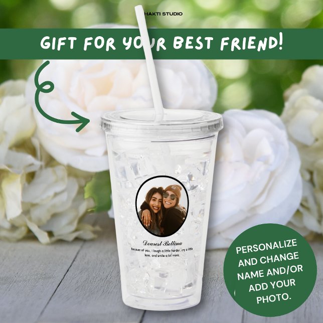 Best Friend Gift Bestie BFF Photo Message Acrylic Tumbler (Creator Uploaded)