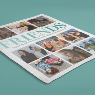 Best Friend Gift   Teal Photo Collage Fleece Blanket