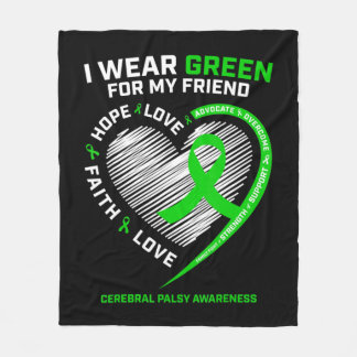 Best Friend Gifts I Wear Green For My Friend Cereb Fleece Blanket