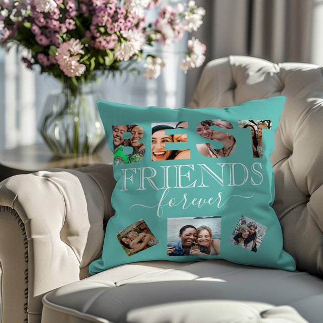 Best Friend Green Photo collage Keepsake Cushion (Creator Uploaded)